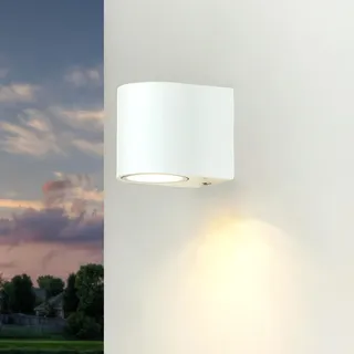 Licht-Erlebnisse Moderne Außenwandleuchte AALBORG Down Spot rund Weiß - Weiß