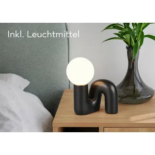 REALITY LEUCHTEN Tischleuchte "QUINN, Keramik Tischlampe m. Glasschirm, Set inkl 2xG9 Leuchtmittel 3W", schwarz, 1, H: 21,5cm, 2 Stk., Leuchten, Design Nachttischlampe, Schreibtischlampe Höhe 22cm, Glas Lampenschirm, Tischleuchte