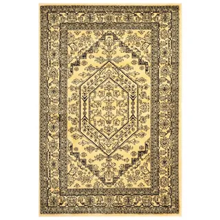 SAFAVIEH Traditionell Teppich für Wohnzimmer, Esszimmer, Schlafzimmer - Adirondack Collection, Kurzer Flor, Gold und Schwarz, 91 X 152 cm