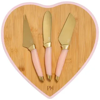 Paris Hilton Käsemesser Messerset 4-tlg. Edelstahl/Bambus/Silber