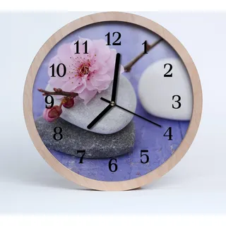 Holzuhr 30fi cm wanduhr - Steine - Blau
