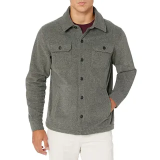 Amazon Essentials Herren Langärmlige Polarfleece-Hemdjacke Für Den Winter, Dunkelgrau Meliert, XXL