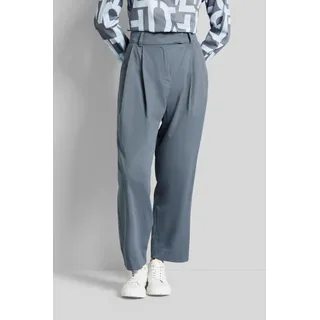 Stoffhose BUGATTI, Damen, Gr. 40, Normalgrößen, blau (petrol), 66% Baumwolle, 34% Lyocell, unifarben, normal, Hosen Stoffhose, mit Bundfalten