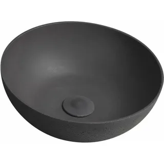 FORMIGO Betonwaschbecken zum Aufsetzen, Durchmesser 39cm, Anthrazit matt - Schwarz