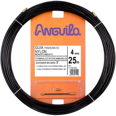 Anguila | Kabelführung | Auswechselbare Klemmen | Monofilament | Nylon | Schwarze Farbe | Durchmesser 4mm | 25 Meter