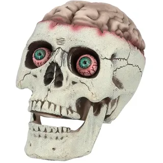 Boland 73213 - Totenkopf Schädel mit beweglichem Kiefer, 18 x 13 x 15 cm, Dekofigur, Halloween Dekoration, Party Deko