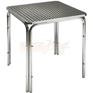 Alu Gartentisch Alutisch Edelstahltisch Beistelltisch Bistrotisch Tisch 80x80x70 - Silber
