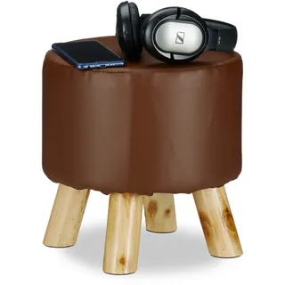 Relaxdays Hocker Kunstleder 30 x 30 x 30 cm Braun