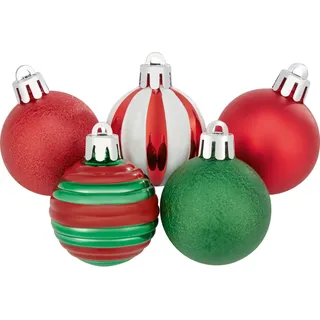 Weihnachtskugel-Set Ø 4 cm 30-teilig Rot-Weiß-Grün