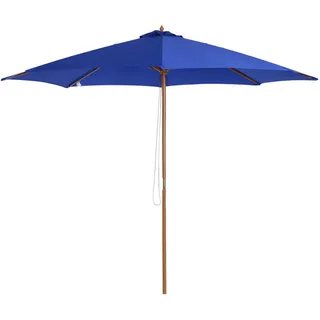 Outsunny Sonnenschirm, Bambus, Polyester, Blau , Holz , 300x300 cm , Sonnenschutz, Sonnenschirme