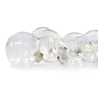 Solight Set mit LED-Weihnachtskugeln mit Sternen, 8 cm Durchmesser, 6 Stück, 30 LEDs, Timer, Tester, 3 x AA 1V228 - Transparent