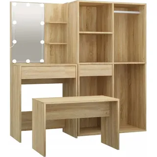 vidaXL Schminktisch-Set mit LED Sonoma-Eiche Holzwerkstoff - Braun