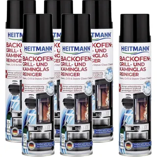 HEITMANN Backofen-, Grill- und Kaminglas Reiniger: Aktivschaum für hartnäckigen Schmutz - Kaminreiniger - Ofenreiniger - gute Haftung, 6er Pack