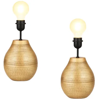 Tischlampe Nachttischlampe Leuchte 2er Set Metall Gold Marokkanisch 20 cm E27