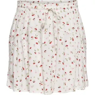 Minirock ONLY "ONLNALA LIFE SKORT WVN NOOS", Damen, Gr. M, cloud dancer aop:luna flower, Web, Obermaterial: 100% Viskose, bedruckt, regular fit kurz, Röcke Minirock, Viskose