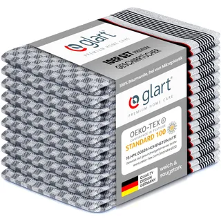 Glart 48GS 10er Set Küchentücher Grubentücher 90x45 cm aus 100% Baumwolle in schwarz, Oeko-TEX Standard 100 Zertifiziert, fusselfrei, waschbar, vorgewaschen für die Küche und Abwasch