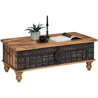 Landscape Couchtisch , Naturfarben , Metall , Mangoholz , massiv , rechteckig , rund , 60x45x120 cm , Stauraum, einfacher Aufbau , Holzmöbel, Holztische, Wohnzimmertische Holz, Couchtische Holz