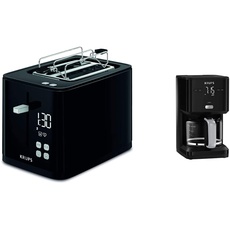 Krups KH6418 Smart'n Light Toaster | Zwei-Scheiben-Toaster | Digitaldisplay | 7 Bräunungsstufen | Schwarz & KM6008 Smart'n Light Kaffeemaschine | mit Timer |intuitives Display | 1,25 L