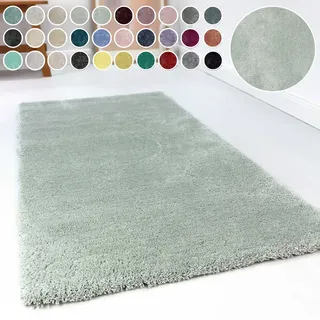 Esprit Relaxx Hochflorteppich 70 x 140 cm hellgrau/grün