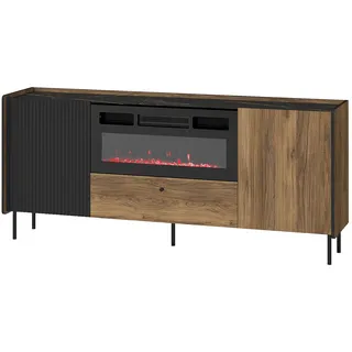 Komoda PRESTIGO P16 Sideboard 180x79x40 cm 2 Türen 1 Schublade Elektrische Kamin mit Heizfunktion