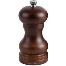 Cole & Mason Forest Capstan Pfeffermühle Holz, Traditionelle Verstellbare Pfeffermühle, Gewürzmühle, Dunkles Holz, 165mm, Precision+, HB0644P