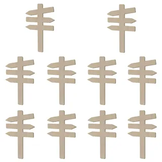 Yuiturt 10 Stück Miniatur Wegweiser Holz, 7 x 4.8 cm Miniatur Garten Deko Wegweiser, Mini Schild(Ohne Basis), Miniatur Wichtel Zubehör für Miniaturgärten, Zwergenhäuser Und Puppenhäuser