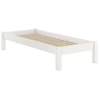 Weisses Futonbett ohne Kopfteil Kiefer massiv 90x200 Bettgestell Zubehör wählbar V-60.35-09WRollrost inkl. - Weiß