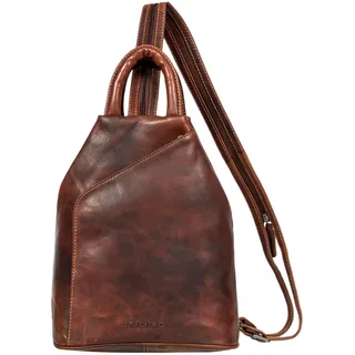 STILORD 'Minou' Leder Sling Bag Damen 2-in-1 Rucksack Handtasche Umhängetasche Vintage Henkeltasche Ledertasche Echtleder, Farbe:salerno - braun