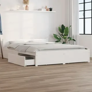 The Living Store Bett mit Schubladen Weiß 160x200cm - Weiß