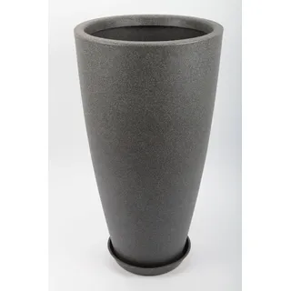 point-garden Blumentopf, Pflanzkübel, Pflanzgefäß mit Untersetzer, grey granite