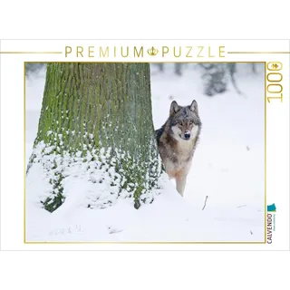 CALVENDO Puzzle Wolf im Winter 1000 Teile Puzzle quer | Lege-Größe cm Foto-Puzzle für glückliche Stunden