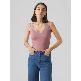 Spitzentop VERO MODA "VMROSA SL TOP JRS NOOS", Damen, Gr. M (38), nostalgia rose, Jersey, Obermaterial: 95% Viskose, 5% Elasthan, unifarben, figurbetont normal, V-Ausschnitt, Tops Spitzentop, Viskosemischung