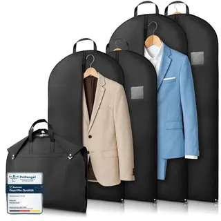 Bruce.® 4x Kleidersack Kurz - 2x 100x60 cm & 2x 120x60 cm – Atmungsaktive Kleiderhülle für Anzug, Jacke & Hemd – 120 GSM Materialstärke – Anzugtasche für Reisen & Aufbewahrung - Schwarz