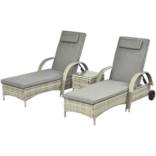 Outsunny Gartenmöbel, Polyrattan+Metall Grau , Kunststoff , Gartenmöbel, Gartengarnituren, Gartenmöbel-Sets