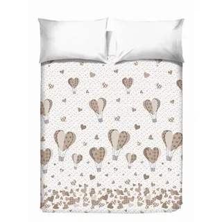 PENSIERI DELICATI Tagesdecke 170 x 280 cm, Einzeltuch 100% Baumwolle Pique, Ideal Zum Thema Wohnen, Decke Salva Bett Doppelbett, Fantasie Ballon Beige, 100% Made in Italy