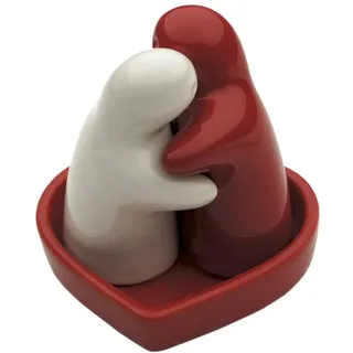 Salz- und Pfefferstreuer Design Schmuck Geschenk Liebe Liebe Keramik rot weiß mit einem roten Teller