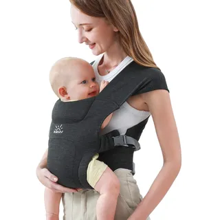 Babytrage für Neugeborene ab Geburt, MOMTORY Komfortabler Hüftsitz für Baby(3-12kg), Ergonomischer Tragetuch Neugeborenes bis Kleinkind mit Klettverschluss, Leicht Verstellbare Hüfttrage - Dunkelgrau