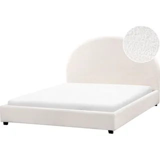 BELIANI Polsterbett Cremeweiß Bouclé Stoff Gepolstert 140 x 200 cm Lattenrost Hohes Kopfteil Halbrund Klassisch Minimalistisch Schlafzimmer - Weiß