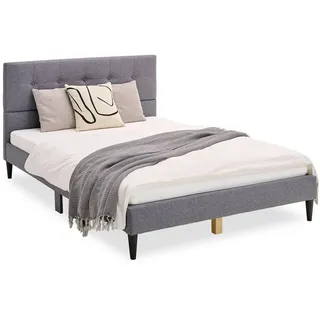 Homestyle4u Polsterbett 120x200 Grau Doppelbett Stoffbett Bett Bettgestell mit Lattenrost 1985