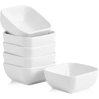 Swuut Keramik Tauchschüsseln Set von 6,3 Ounce Porzellan Kleine Mini Schüssel Quadratische Sojasauce Teller Gut für Tomatensauce, Sushi Soja, BBQ(Weiß)