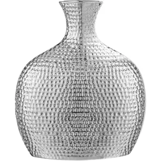 Torre & Tagus Flaschenvase aus gehämmertem Keramik, hoch, silberfarben