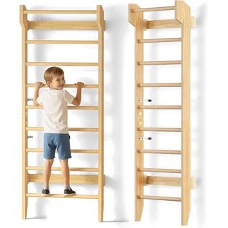 COSYLAND Sprossenwand aus Holz mit Klimmzugstange, Indoor Kletterwand für Kinder & Erwachsene, Turnwand für Kinderzimmer & Fitness, Türrahmen-Montage, Wall Bars Grundlage