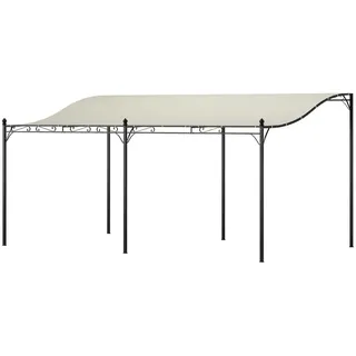 Outsunny Anbaupavillon Pergola mit Dach , Creme , Metall , 298x253x491 cm , Sonnenschutz, Pavillons