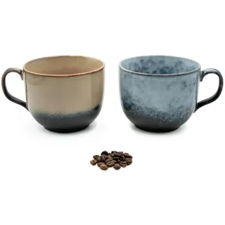 Pheniox | Teetassen Set Infinity XL | 2x 450ml | hochwertige Tassen aus Steingut | mit Henkel | spülmaschinenfest | Kaffee | Cappuccino | Tee | Matcha | Geschenk Mann Frau (450 ml, 2, stück)