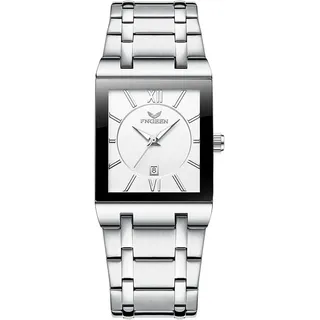 Watch Für Herren, Rechteckig Herrenuhren 3ATM Wasserdicht Eckige Analoge Quarz Uhren Multifunktional Kalender Leuchtzeiger Uhr mit Edelstahlarmband