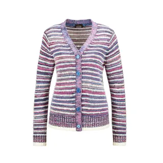 Strickjacke GOLDNER "Kurzgröße Langarm Jacke mit Muster, V-Ausschnitt", Damen, Gr. 23, bunt (bunt, gemustert), Obermaterial: 81% Polyacryl PAN. 19% Baumwolle CO., figurumspielend, normales Bündchen, Strickjacken Strickjacke, Multicolor-Ringelmuster