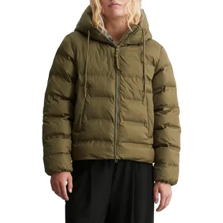 Marc O'Polo Denim Damen Daunenjacke mit Kapuze wasserabweisend, Grün (Dark Earth), XL