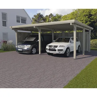 Weka Doppel-Carport 603 x 512 cm braun kesseldruckimprägniert
