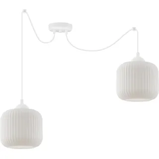 Hängelampe Spider Riffle Weiß 2-flammig mit weißen Zylinder Lampenschirmen E27