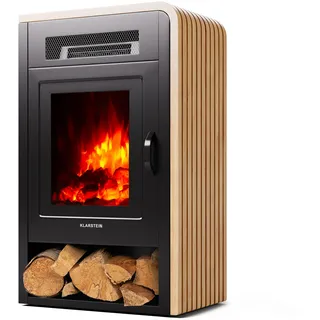 Klarstein Elektrokamin, Elektro Heizungen für Wohnzimmer & Innenräume, Elektrischer Kamin mit LED Flammen, Kamin zur Wandmontage, Heizlüfter mit Timer, Automatische Temperaturregelung, Heizung 1900W - Schwarz